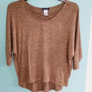 Brown blouse w/ criss-cross detailed neckline